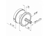 Entretoise Ø 60 mm pour vitrage, H = 10 mm