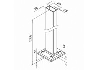 Poteau avec embase 60x30x2,6mm, H=1000mm