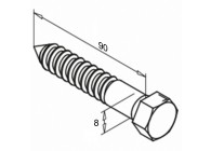 Vis à bois tête fraisée d 8x90mm inox 316  QS-556