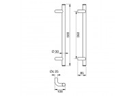 Barre de tirage Hext D30 I350 L500 H85 B108 Dc25