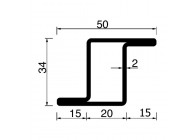 RP169AA~~L=6000mm HOP profiel in brut staal Z34x20x15x2mm