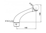 140704~~Buissteun, variabel, gebogen, Ø42,4 x 2 mm,