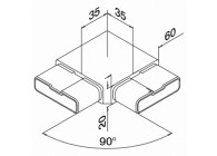 Square Line - Raccord 90° p/ tube 60x20x2 mm