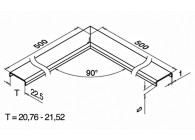 146340-500-22~~90° verbinder, horizontaal, glasrandbescherming,