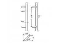 Barre de tirage Hext D25 I300 L450 H93 B109 Dc25