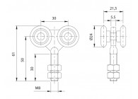 4-PICCOLO~~ROL MET 4 WIELEN  - GESTAMPT  - 24MM