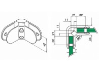 Glass connector, angle 90°, MOD 28,excl. rubber inlay, stain