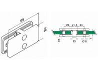 Glass connector, straight, MOD 42,excl. rubber inlay, stainl