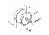 Adaptateur à verre,D60 mm,plat,plaque 10 mm,8-21,52mm