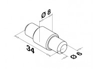 205015-23~~Borgpen voor glasklem MOD 23,RVS 316,onbehandeld