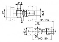 149TRA~~REGELBARE SCHARNIER IN INOX 304 VOOR RONDE BUIS 42.4MM