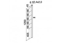 Poteau Ø42,4/2 mm, pré-percé M6 un côté,