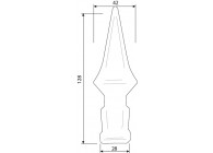 L46~~LASBARE SPEERPUNT - HOOGTE 128MM- VIERKANT 28MM