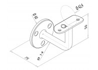 130100-042-12~~handr.steun v. Wandbev., Wandafst. 75mm VPE 2 STUKS !!