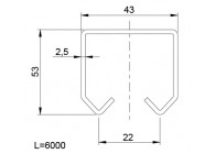 24-M~~RAIL VOOR ROLLEN MIDDEL 44MM - 6 METER