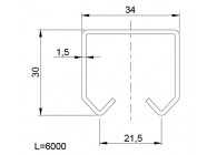 24-P~~RAIL VOOR ROLLEN KLEIN 24MM - 6 METER