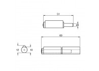 LPMS060~~LASPAUMEL IN STAAL - LOSSE PIN EN SLUITRING IN MESSING