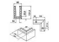 168511-02-18~~90° verbinder, Easy Glass Max, topmontage,