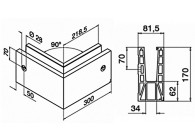 168531-02-18~~90° verbinder, Easy Glass Max, zijmontage,