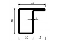 RP144AA~~L=6000mm HOP profiel in brut staal L34x20X15X2mm