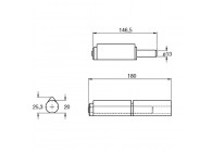 LPMS180~~LASPAUMEL IN STAAL - LOSSE PIN EN SLUITRING IN MESSING