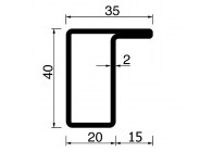 RP1114AA~~L=6000mm HOP profiel in brut staal L40x20x15x2mm