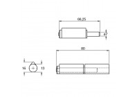 LPMS080~~LASPAUMEL IN STAAL - LOSSE PIN EN SLUITRING IN MESSING