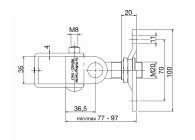 CR35QP~~SCHARNIER VOOR VIERKANTE KOKER MET PLAAT- 35 MM