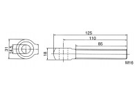 P00003143 - Prix par pièce,achat par 50 pcs-boulon à oeil avec écrous-M16