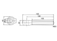 P00003140 - Prix par pièce,achat par 50 pcs-boulon à oeil avec écrous-M20