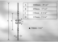 BALUSTRE # 14MM - LONGUEUR 1000MM