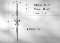 BALUSTRE MARTELE SUR ANGLE #14MM - L. 1000MM