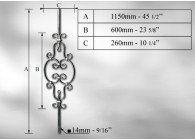 BALUSTRE # 14MM - LONGUEUR 1150MM