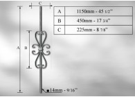 BALUSTRE # 14MM - LONGUEUR 1150MM