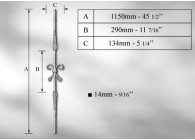 BALUSTRE MARTELE SUR ANGLE #14MM - L. 1150MM