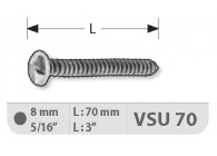 VIS DE SECURITE 8MM LONGUEUR 70MM