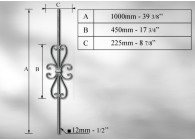 BALUSTRE # 12MM - LONGUEUR 1000MM