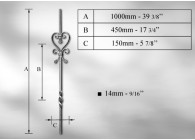 BALUSTRE # 14MM - LONGUEUR 1000MM