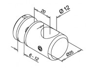 Entretoise p/ verre 6-12 mm, fixat. s/ tube Ø12 mm