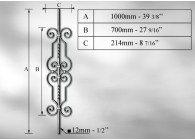 BALUSTRE # 12MM - LONGUEUR 1000MM