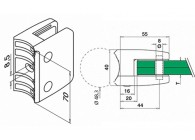 142400-048-12~~Glass clamp, MOD 24, excl. rubber inlay,tube Ø48,3 mm, stain