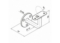 Handrailingsteun voor wandbev., wandafstand=75 mm