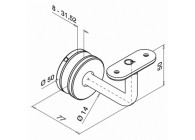 Handrailingsteun voor glas, handrailing vlak