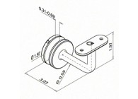 Handrailingsteun voor glas, handrailing vlak