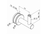 Handrailingsteun, verstelbaar, voor glasmontage