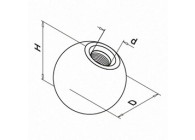 Boule décorative, massif, Ø20 mm, filetage M6