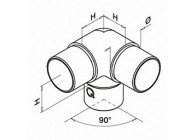 Hoekverbinder, 90°, + 1 aansluiting 90°