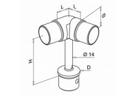 Handrailingsteun met var. verbinder, Ø42,4 x 2 mm