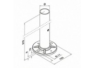 Baluster, Ø42,4 mm x 2 mm, M6 eenzijdig