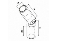 Raccord, orientable, pour barre, (- 90° á + 90°)